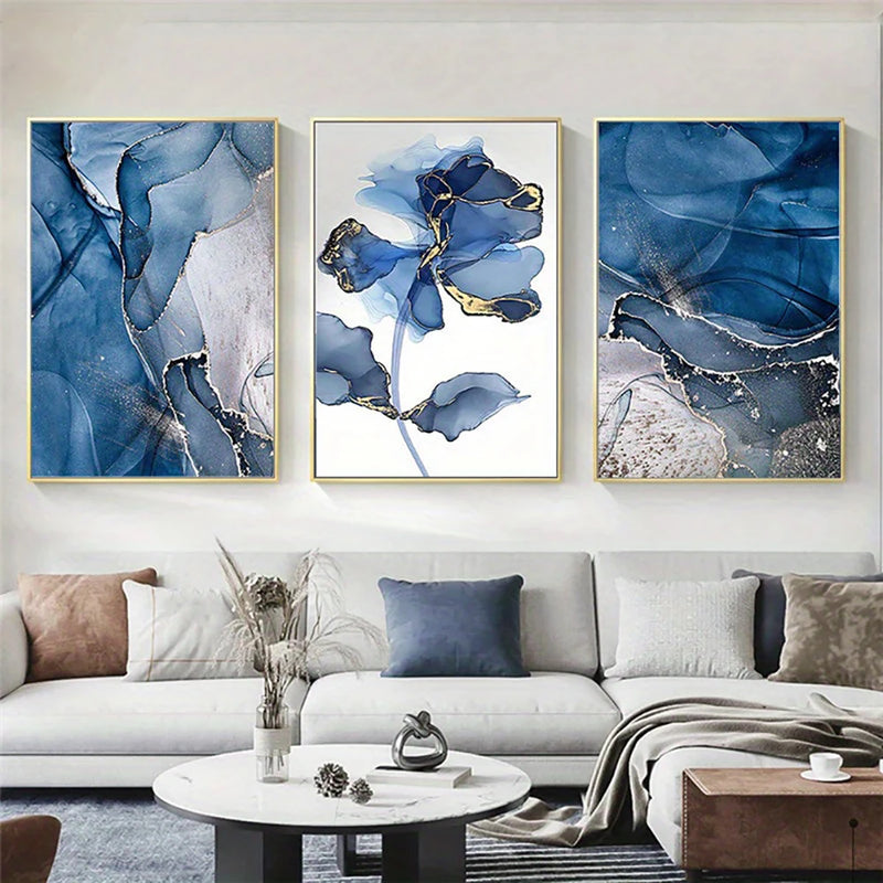 Quadro decorativo 3pcs Frameless Nordic Abstract Blue