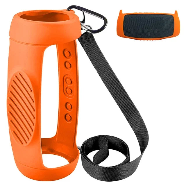 Silicone Case Cover for JBL Charge 5 Bluetooth Speaker, Travel Carrying Protective with Shoulder Strap and Carabiner