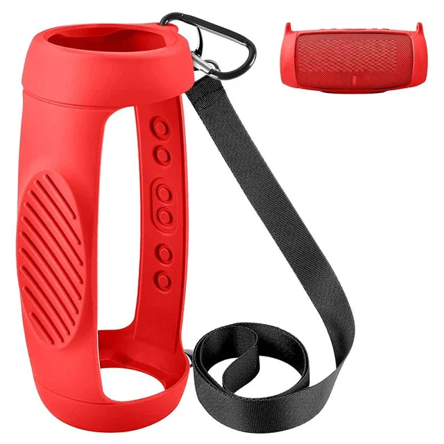 Silicone Case Cover for JBL Charge 5 Bluetooth Speaker, Travel Carrying Protective with Shoulder Strap and Carabiner