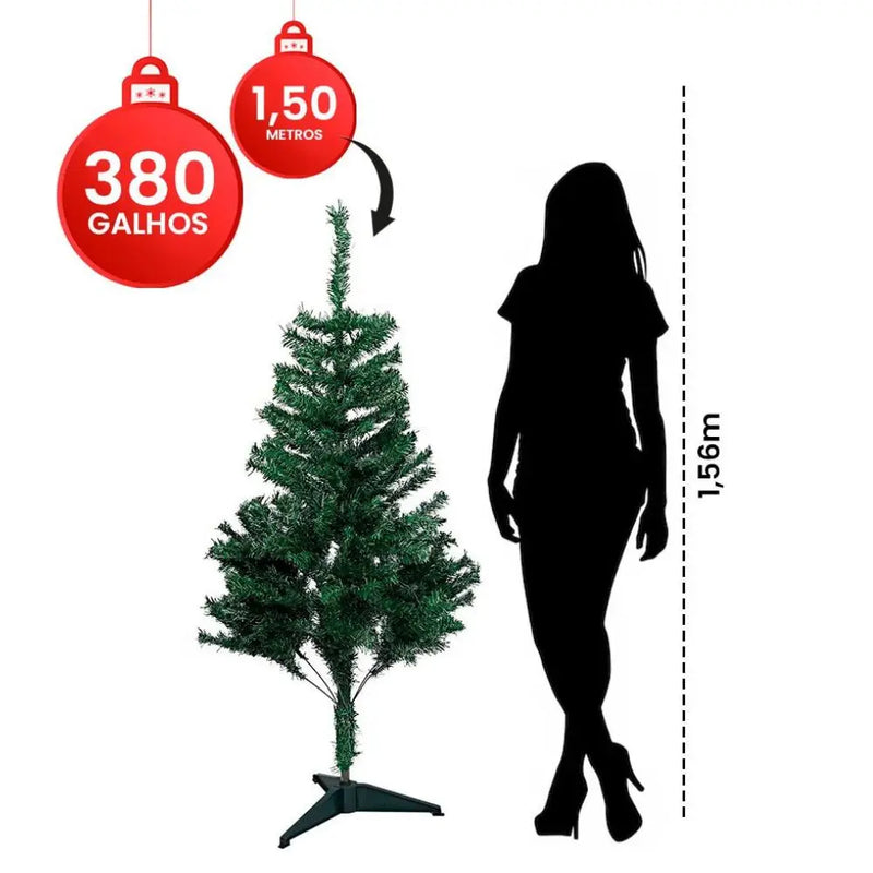 Árvore de Natal 150cm Médio  Base Metal 380 Galhos Luxo