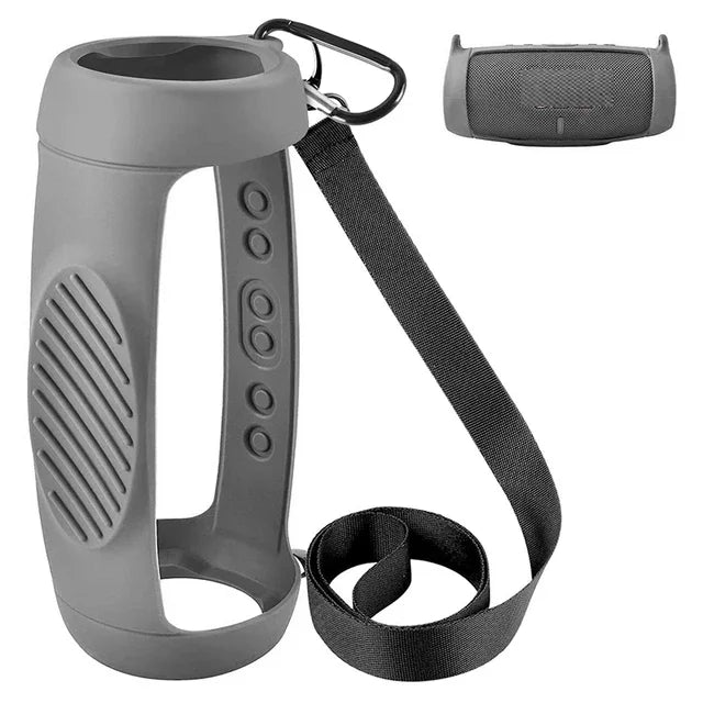 Silicone Case Cover for JBL Charge 5 Bluetooth Speaker, Travel Carrying Protective with Shoulder Strap and Carabiner