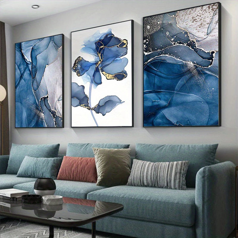 Quadro decorativo 3pcs Frameless Nordic Abstract Blue