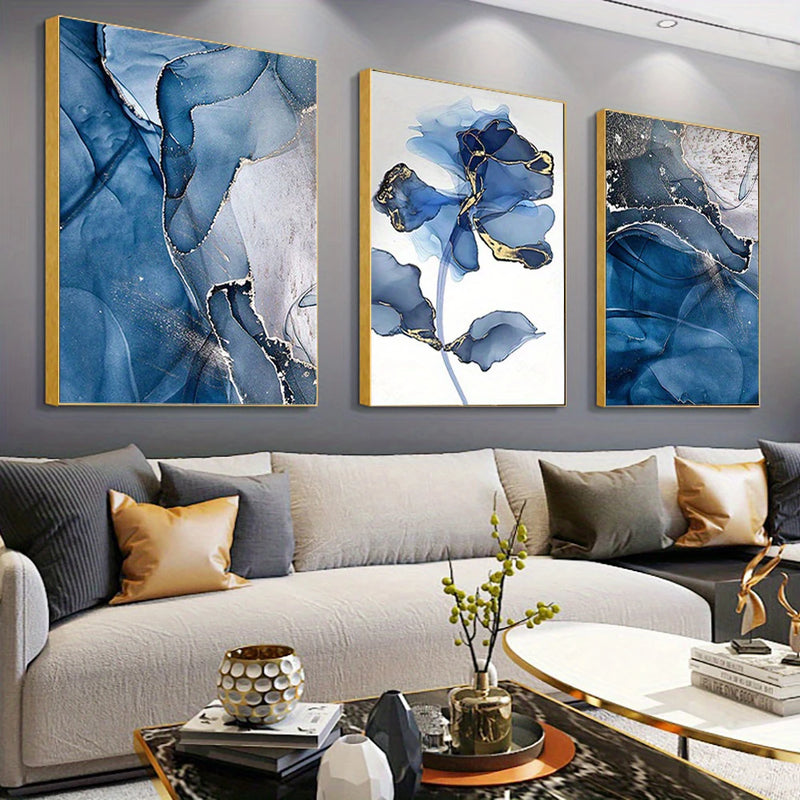 Quadro decorativo 3pcs Frameless Nordic Abstract Blue