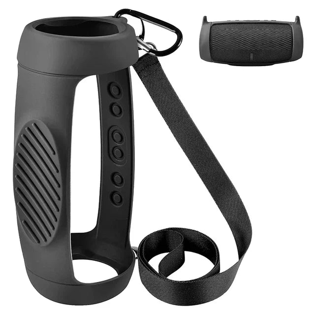 Silicone Case Cover for JBL Charge 5 Bluetooth Speaker, Travel Carrying Protective with Shoulder Strap and Carabiner