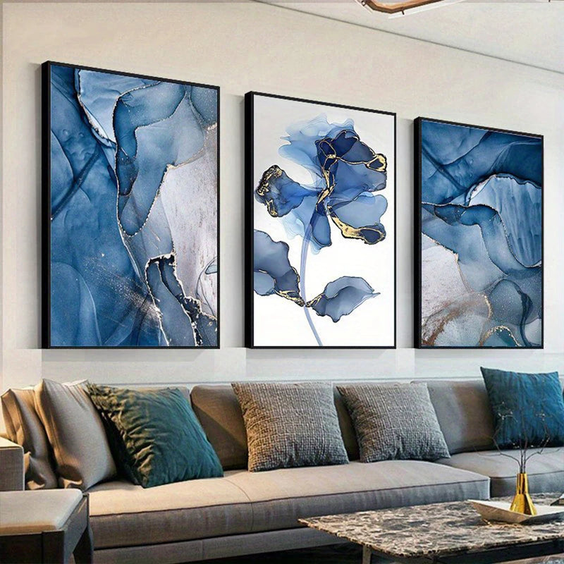 Quadro decorativo 3pcs Frameless Nordic Abstract Blue